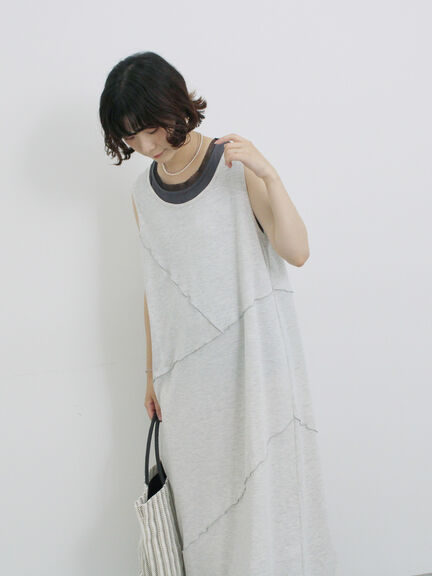 ◎【接触冷感】切替カットワンピース（チャコールグレー/ブラック/ＴＯＰグレー）｜Samansa Mos2 blue（サマンサモスモス ブルー）通販
