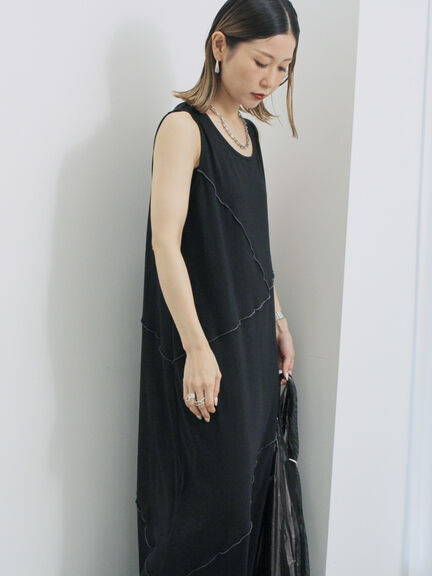 ◎【接触冷感】切替カットワンピース（チャコールグレー/ブラック/ＴＯＰグレー）｜Samansa Mos2 blue（サマンサモスモス ブルー）通販
