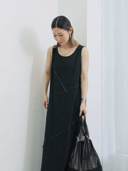 ◎【接触冷感】切替カットワンピース（チャコールグレー/ブラック/ＴＯＰグレー）｜Samansa Mos2 blue（サマンサモスモス ブルー）通販