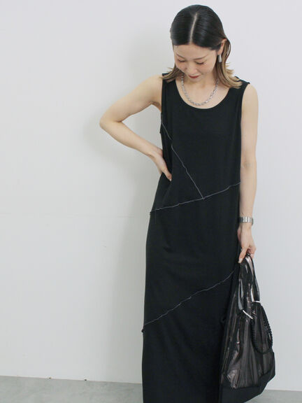 ◎【接触冷感】切替カットワンピース（チャコールグレー/ブラック/ＴＯＰグレー）｜Samansa Mos2 blue（サマンサモスモス ブルー）通販