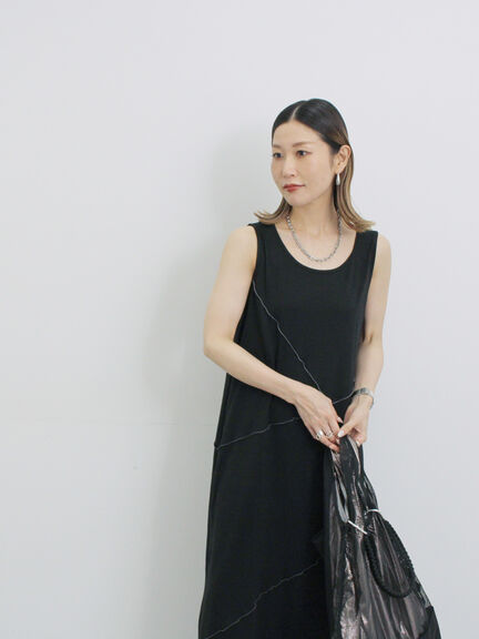 ◎【接触冷感】切替カットワンピース（チャコールグレー/ブラック/ＴＯＰグレー）｜Samansa Mos2 blue（サマンサモスモス ブルー）通販