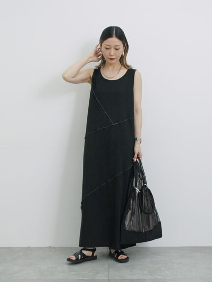 ◎【接触冷感】切替カットワンピース（チャコールグレー/ブラック/ＴＯＰグレー）｜Samansa Mos2 blue（サマンサモスモス ブルー）通販
