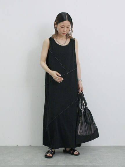 ◎【接触冷感】切替カットワンピース（チャコールグレー/ブラック/ＴＯＰグレー）｜Samansa Mos2 blue（サマンサモスモス ブルー）通販