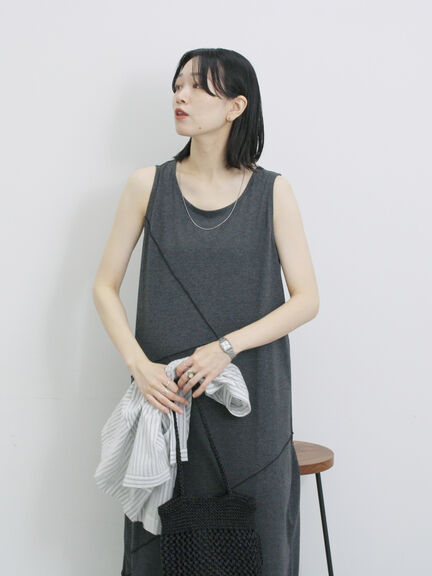 ◎【接触冷感】切替カットワンピース（チャコールグレー/ブラック/ＴＯＰグレー）｜Samansa Mos2 blue（サマンサモスモス ブルー）通販