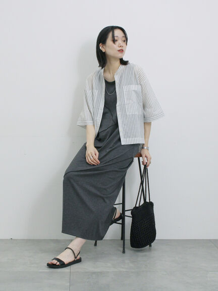 ◎【接触冷感】切替カットワンピース（チャコールグレー/ブラック/ＴＯＰグレー）｜Samansa Mos2 blue（サマンサモスモス ブルー）通販