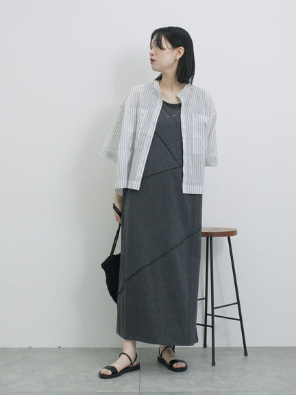 ◎【接触冷感】切替カットワンピース（チャコールグレー/ブラック/ＴＯＰグレー）｜Samansa Mos2 blue（サマンサモスモス ブルー）通販