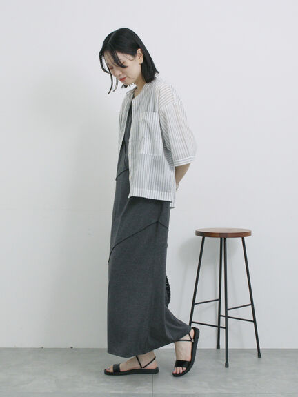 ◎【接触冷感】切替カットワンピース（チャコールグレー/ブラック/ＴＯＰグレー）｜Samansa Mos2 blue（サマンサモスモス ブルー）通販