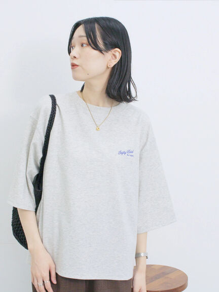 ポンチロゴ刺繍プルオーバー（オフホワイト/チャコールグレー/ベージュ/シュアカ/ＴＯＰグレー）｜Samansa Mos2 blue（サマンサモスモス ブルー）通販