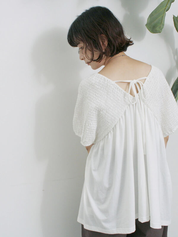 セール】 ◎【接触冷感】シャーリングVネックプルオーバー（オフ