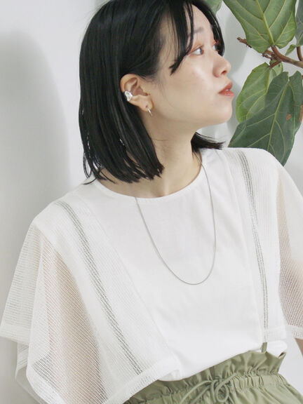 ◎【接触冷感】メッシュ切替プルオーバー（オフホワイト/ブラック/キャメル）｜Samansa Mos2 blue（サマンサモスモス ブルー）通販