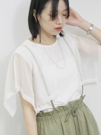 ◎【接触冷感】メッシュ切替プルオーバー（オフホワイト/ブラック/キャメル）｜Samansa Mos2 blue（サマンサモスモス ブルー）通販