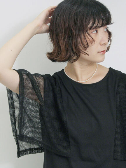 ◎【接触冷感】メッシュ切替プルオーバー（オフホワイト/ブラック/キャメル）｜Samansa Mos2 blue（サマンサモスモス ブルー）通販