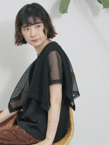 ◎【接触冷感】メッシュ切替プルオーバー（オフホワイト/ブラック/キャメル）｜Samansa Mos2 blue（サマンサモスモス ブルー）通販