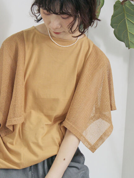 ◎【接触冷感】メッシュ切替プルオーバー（オフホワイト/ブラック/キャメル）｜Samansa Mos2 blue（サマンサモスモス ブルー）通販