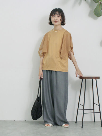 ◎【接触冷感】メッシュ切替プルオーバー（オフホワイト/ブラック/キャメル）｜Samansa Mos2 blue（サマンサモスモス ブルー）通販
