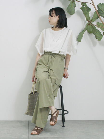 ◎【接触冷感】メッシュ切替プルオーバー（オフホワイト/ブラック/キャメル）｜Samansa Mos2 blue（サマンサモスモス ブルー）通販