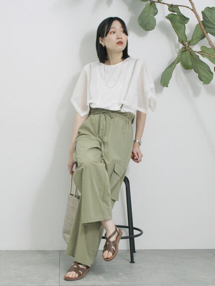 ◎【接触冷感】メッシュ切替プルオーバー（オフホワイト/ブラック/キャメル）｜Samansa Mos2 blue（サマンサモスモス ブルー）通販
