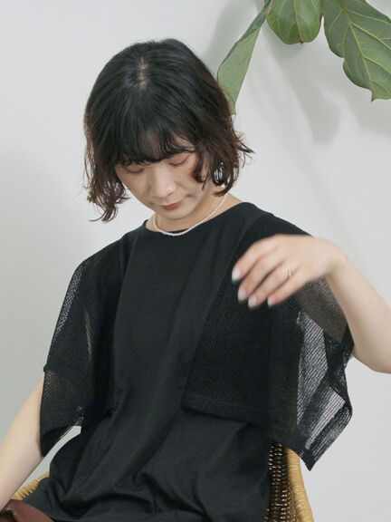 ◎【接触冷感】メッシュ切替プルオーバー（オフホワイト/ブラック/キャメル）｜Samansa Mos2 blue（サマンサモスモス ブルー）通販