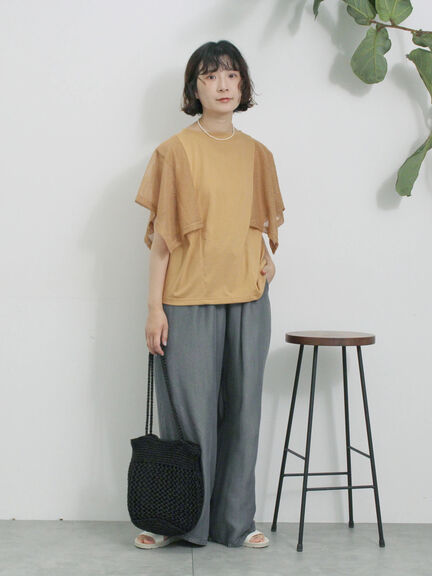 ◎【接触冷感】メッシュ切替プルオーバー（オフホワイト/ブラック/キャメル）｜Samansa Mos2 blue（サマンサモスモス ブルー）通販