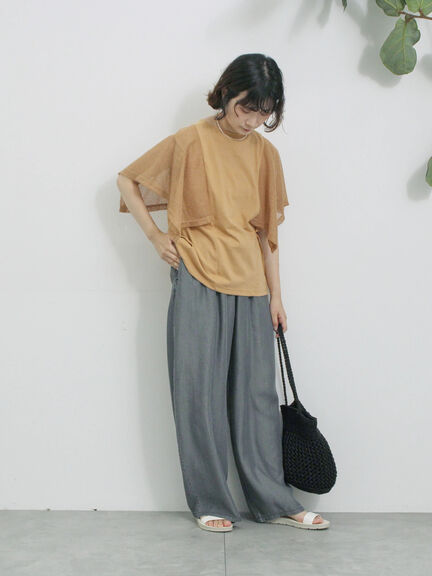 ◎【接触冷感】メッシュ切替プルオーバー（オフホワイト/ブラック/キャメル）｜Samansa Mos2 blue（サマンサモスモス ブルー）通販
