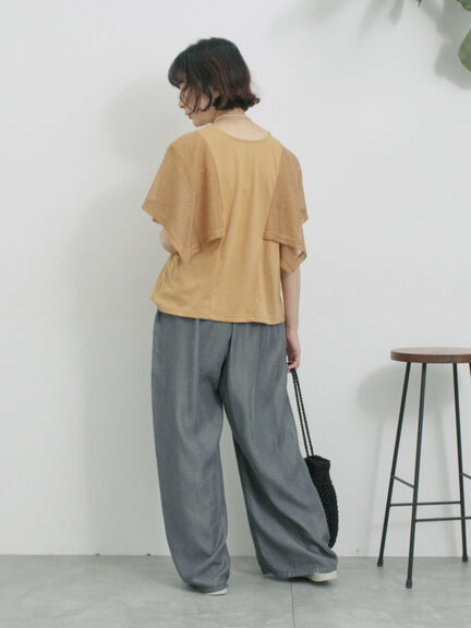 ◎【接触冷感】メッシュ切替プルオーバー（オフホワイト/ブラック/キャメル）｜Samansa Mos2 blue（サマンサモスモス ブルー）通販