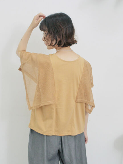 ◎【接触冷感】メッシュ切替プルオーバー（オフホワイト/ブラック/キャメル）｜Samansa Mos2 blue（サマンサモスモス ブルー）通販