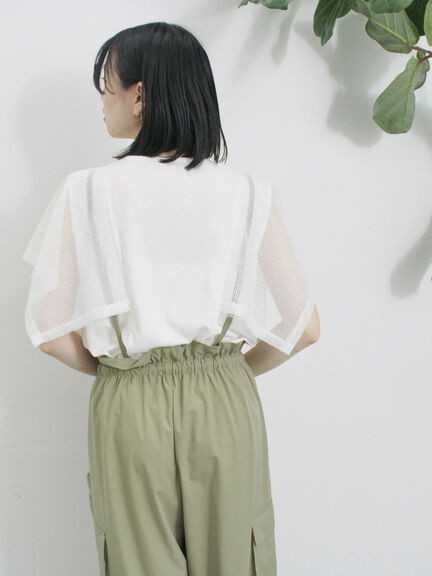 ◎【接触冷感】メッシュ切替プルオーバー（オフホワイト/ブラック/キャメル）｜Samansa Mos2 blue（サマンサモスモス ブルー）通販