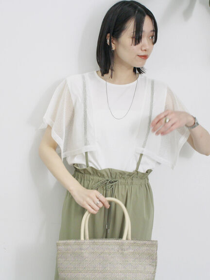 ◎【接触冷感】メッシュ切替プルオーバー（オフホワイト/ブラック/キャメル）｜Samansa Mos2 blue（サマンサモスモス ブルー）通販