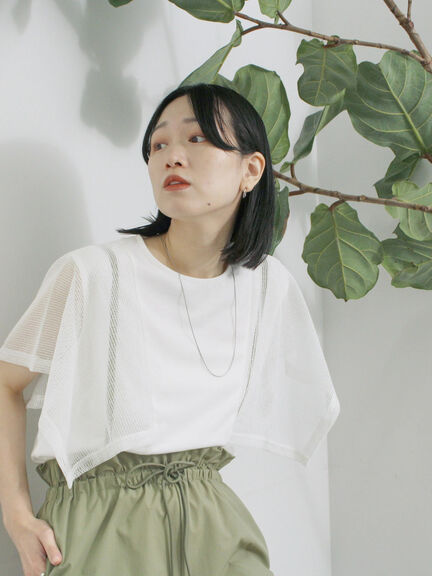 ◎【接触冷感】メッシュ切替プルオーバー（オフホワイト/ブラック/キャメル）｜Samansa Mos2 blue（サマンサモスモス ブルー）通販