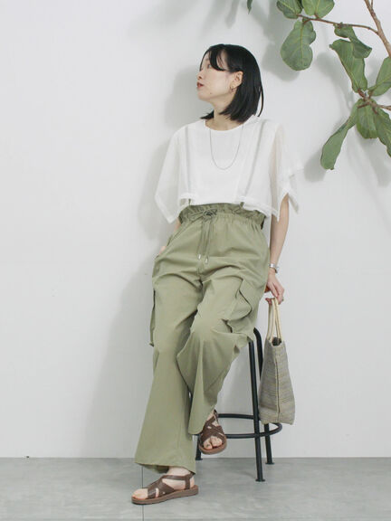 ◎【接触冷感】メッシュ切替プルオーバー（オフホワイト/ブラック/キャメル）｜Samansa Mos2 blue（サマンサモスモス ブルー）通販