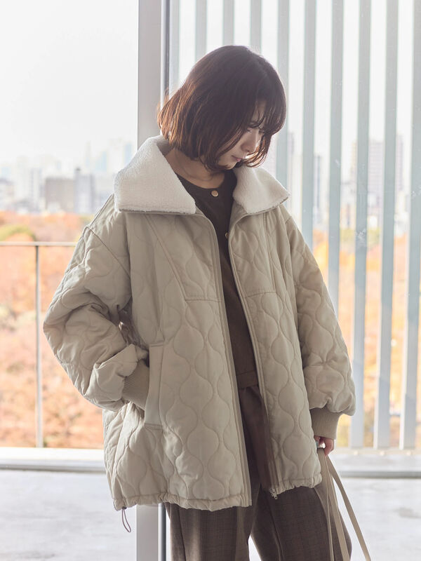 衿ボアキルトジャケット（ブラック/ライトベージュ/カーキ）｜Samansa Mos2 blue（サマンサモスモス ブルー）通販