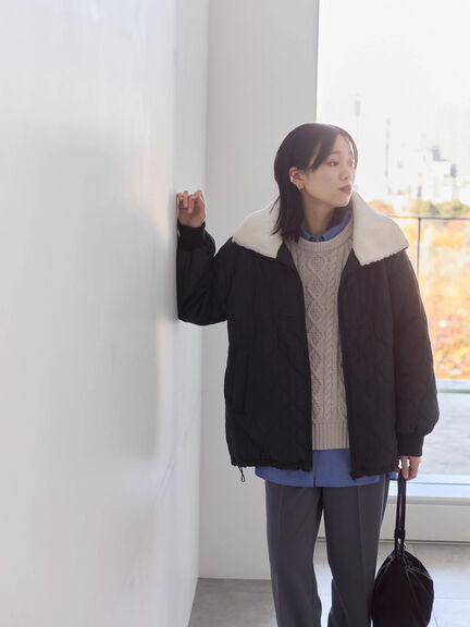 衿ボアキルトジャケット（ブラック/ライトベージュ/カーキ）｜Samansa Mos2 blue（サマンサモスモス ブルー）通販