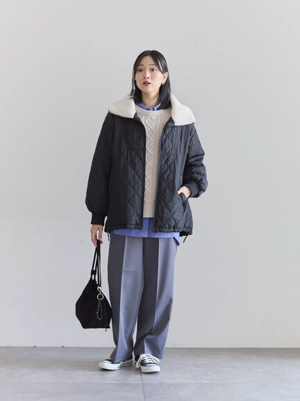 衿ボアキルトジャケット（ブラック/ライトベージュ/カーキ）｜Samansa Mos2 blue（サマンサモスモス ブルー）通販