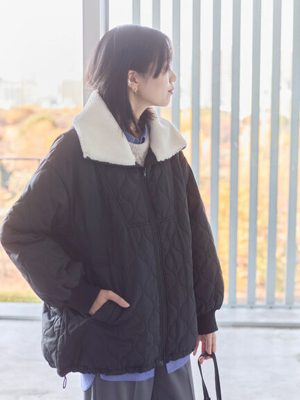 衿ボアキルトジャケット（ブラック/ライトベージュ/カーキ）｜Samansa Mos2 blue（サマンサモスモス ブルー）通販