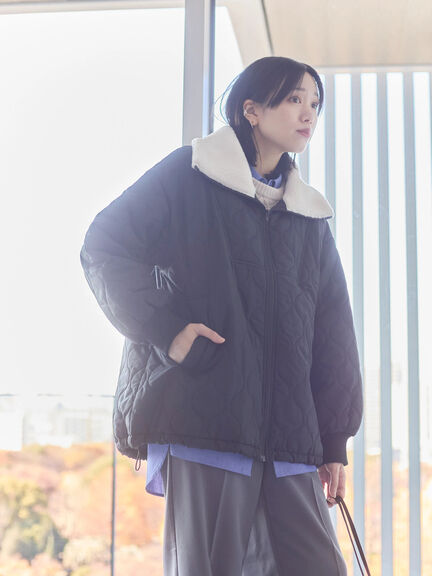 衿ボアキルトジャケット（ブラック/ライトベージュ/カーキ）｜Samansa Mos2 blue（サマンサモスモス ブルー）通販