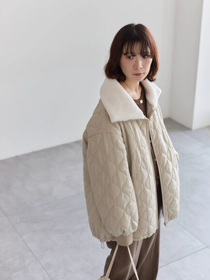 衿ボアキルトジャケット（ブラック/ライトベージュ/カーキ）｜Samansa Mos2 blue（サマンサモスモス ブルー）通販