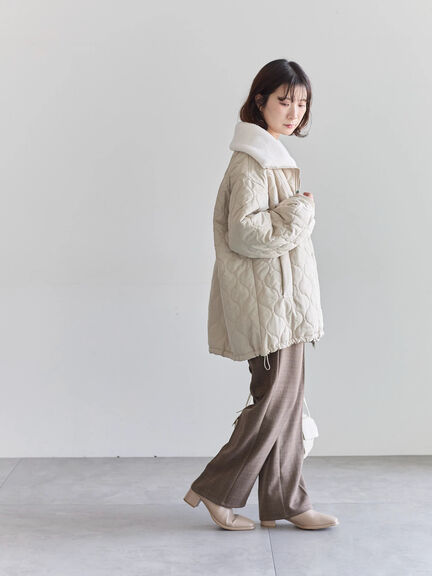 衿ボアキルトジャケット（ブラック/ライトベージュ/カーキ）｜Samansa Mos2 blue（サマンサモスモス ブルー）通販