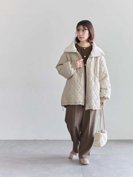 衿ボアキルトジャケット（ブラック/ライトベージュ/カーキ）｜Samansa Mos2 blue（サマンサモスモス ブルー）通販