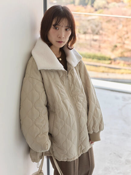 衿ボアキルトジャケット（ブラック/ライトベージュ/カーキ）｜Samansa Mos2 blue（サマンサモスモス ブルー）通販