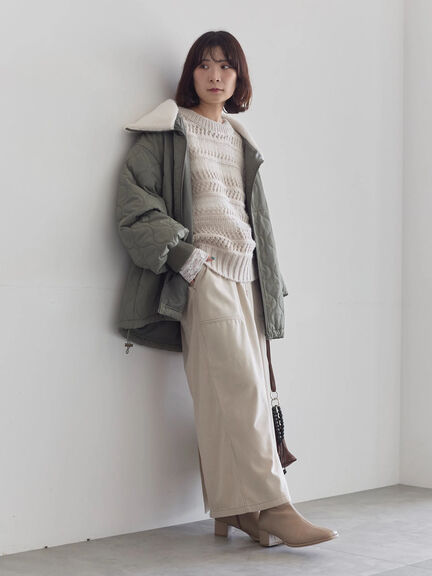 衿ボアキルトジャケット（ブラック/ライトベージュ/カーキ）｜Samansa Mos2 blue（サマンサモスモス ブルー）通販