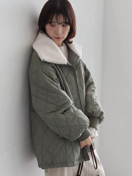 衿ボアキルトジャケット（ブラック/ライトベージュ/カーキ）｜Samansa Mos2 blue（サマンサモスモス ブルー）通販