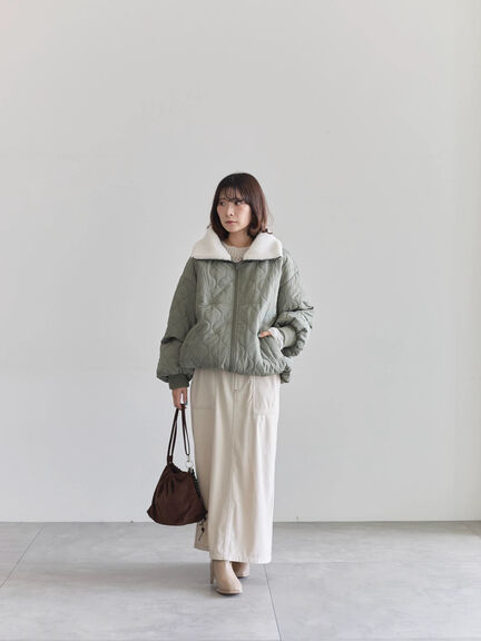 衿ボアキルトジャケット（ブラック/ライトベージュ/カーキ）｜Samansa Mos2 blue（サマンサモスモス ブルー）通販