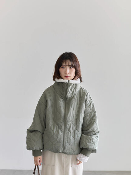 衿ボアキルトジャケット（ブラック/ライトベージュ/カーキ）｜Samansa Mos2 blue（サマンサモスモス ブルー）通販