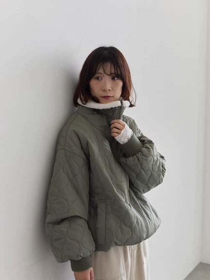 衿ボアキルトジャケット（ブラック/ライトベージュ/カーキ）｜Samansa Mos2 blue（サマンサモスモス ブルー）通販