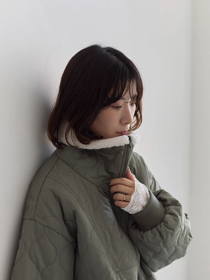 衿ボアキルトジャケット（ブラック/ライトベージュ/カーキ）｜Samansa Mos2 blue（サマンサモスモス ブルー）通販