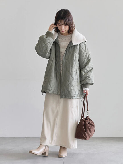 衿ボアキルトジャケット（ブラック/ライトベージュ/カーキ）｜Samansa Mos2 blue（サマンサモスモス ブルー）通販