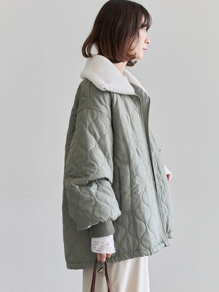 衿ボアキルトジャケット（ブラック/ライトベージュ/カーキ）｜Samansa Mos2 blue（サマンサモスモス ブルー）通販