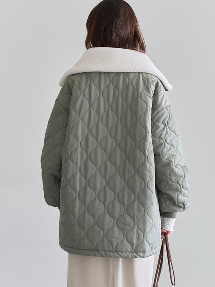 衿ボアキルトジャケット（ブラック/ライトベージュ/カーキ）｜Samansa Mos2 blue（サマンサモスモス ブルー）通販