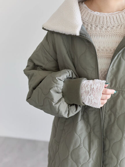 衿ボアキルトジャケット（ブラック/ライトベージュ/カーキ）｜Samansa Mos2 blue（サマンサモスモス ブルー）通販