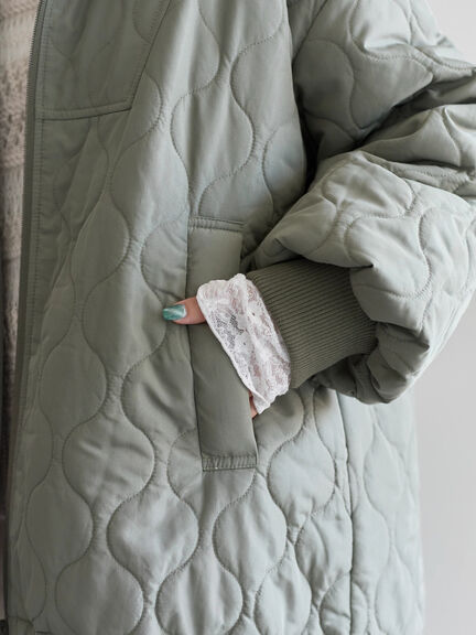 衿ボアキルトジャケット（ブラック/ライトベージュ/カーキ）｜Samansa Mos2 blue（サマンサモスモス ブルー）通販